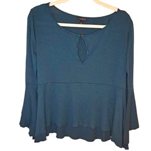 Lucky Brand Bell Sleeve Blouse With Keyhole Size Small